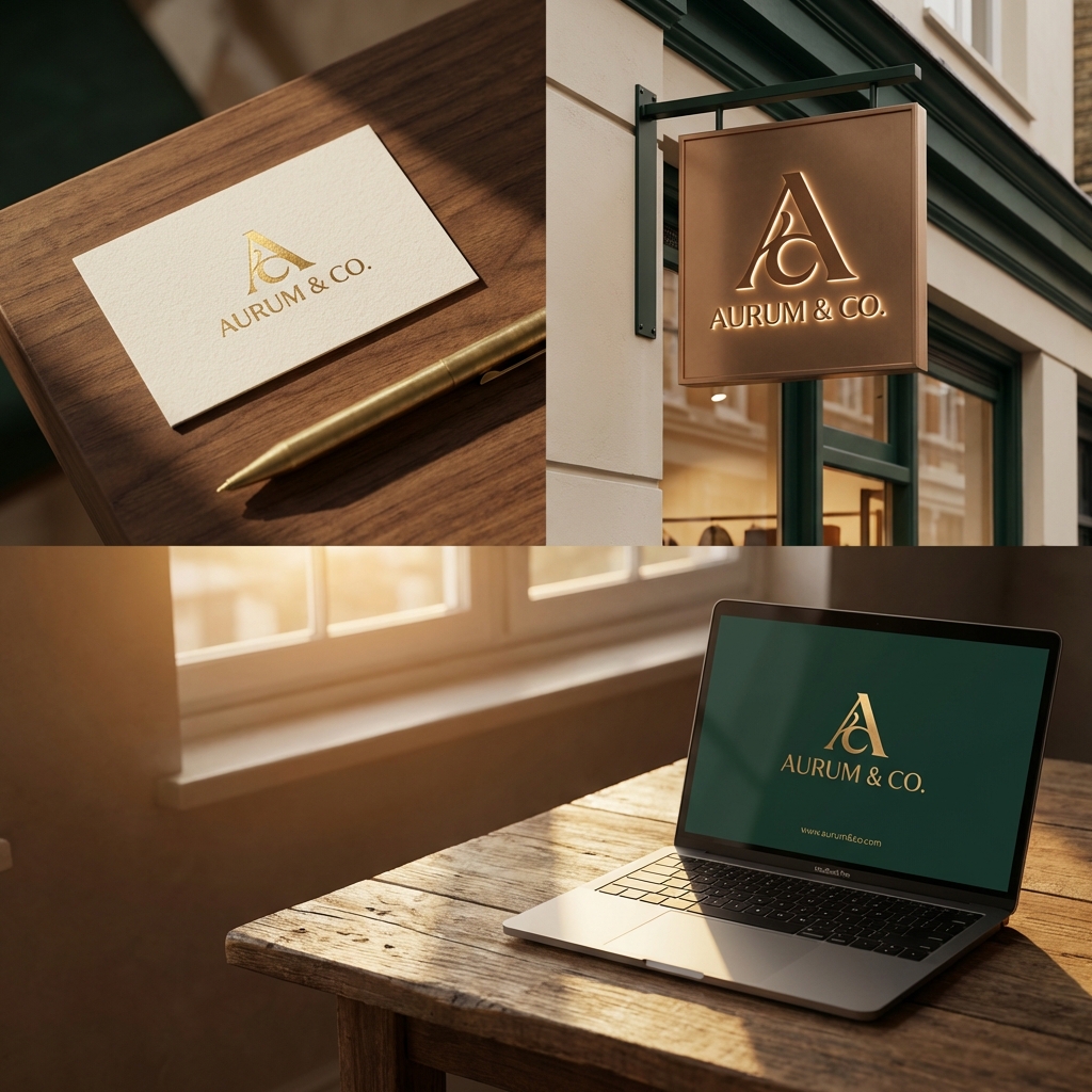 ロゴ活用イメージ：名刺・看板・Web